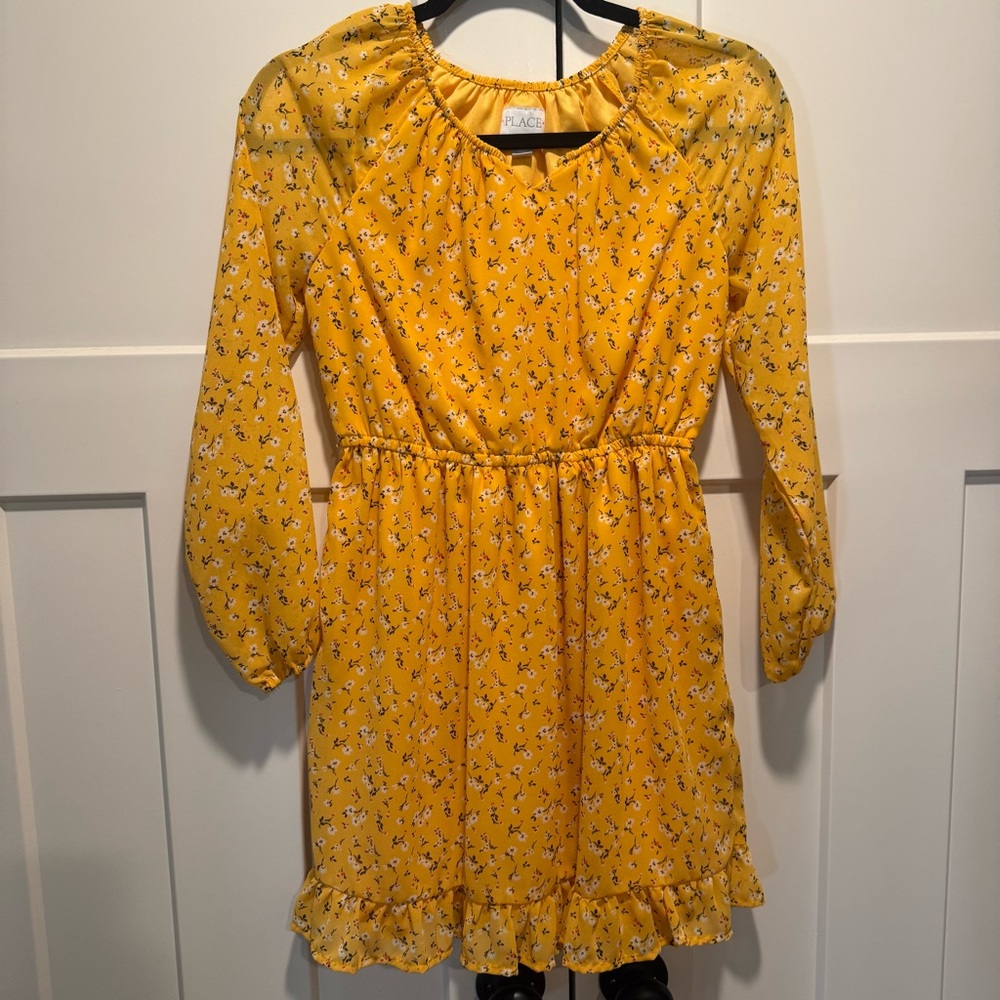Girls' Yellow Floral Long-Sleeve Dress 10/12
